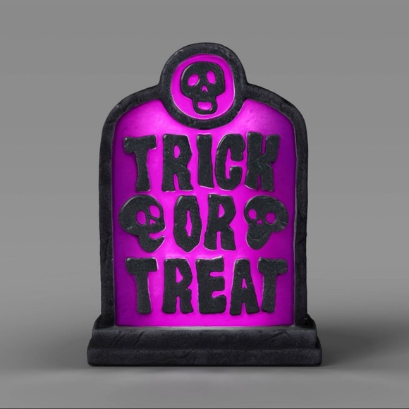 NWT Lit Trick or Treat Halloween Tombstone Blow Mold Purple & Black Hyde & EEK! - Picture 1 of 7
